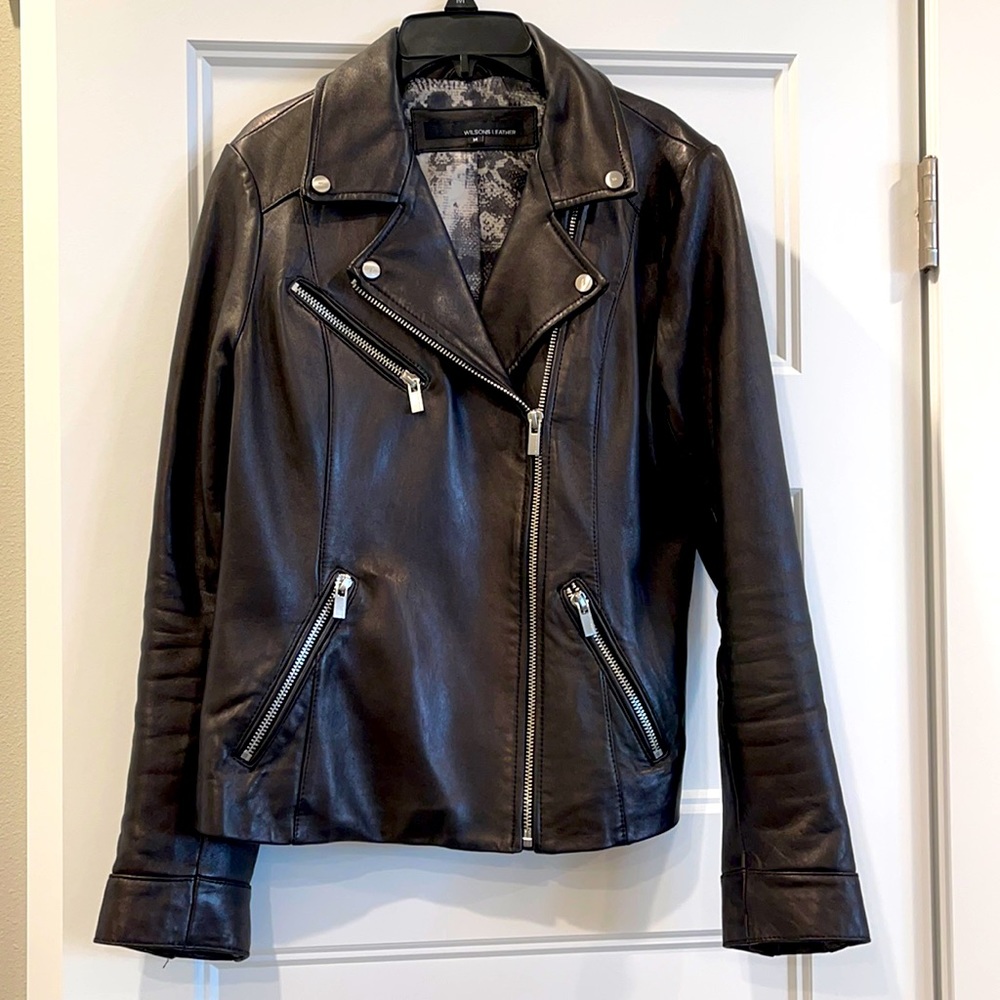 EUC Wilson Leather asymmetric jacket